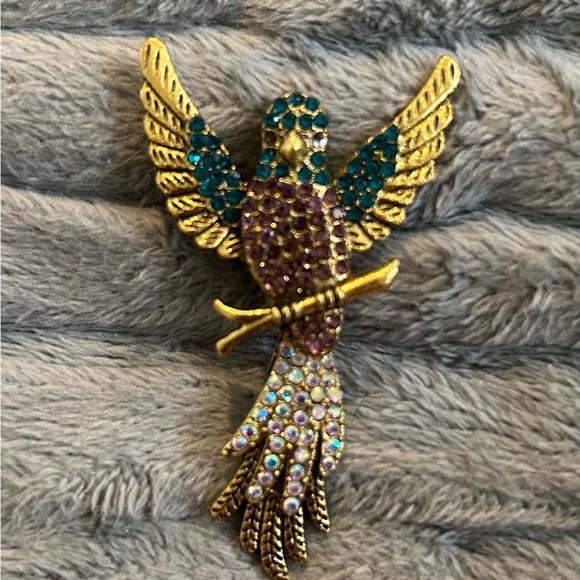 Rhinestone Bird Brooch - Picture 3 of 4
